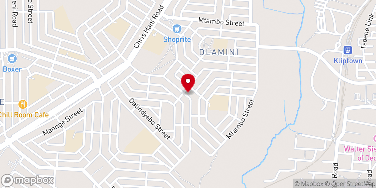 Map showing location of St.Jacobs Apostolic Church in South Africa
