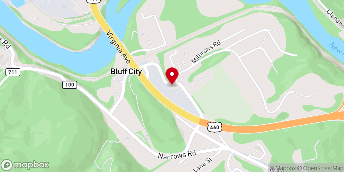 Map showing location of Bluff City United Methodist Church