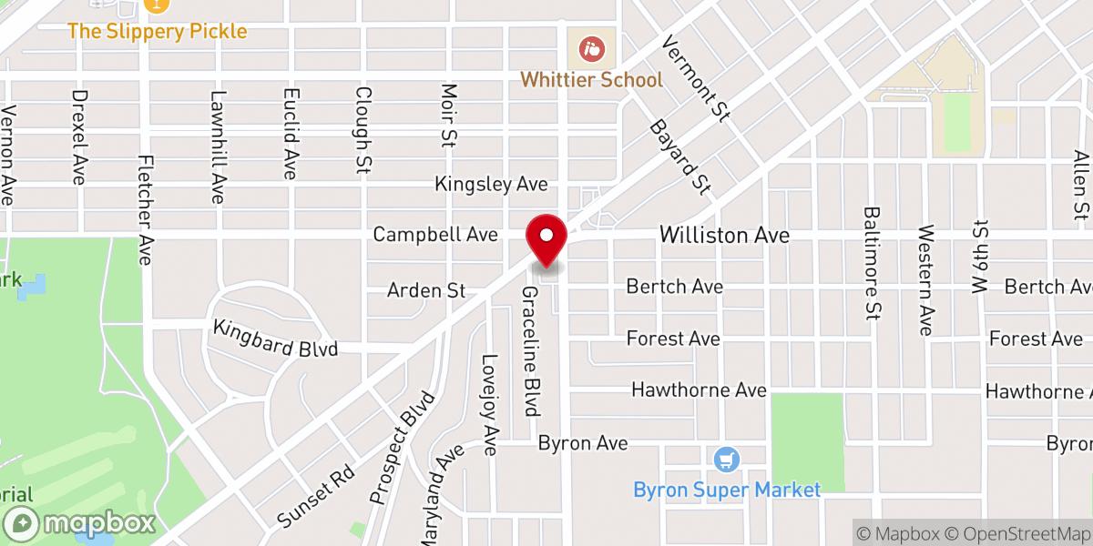 Map showing location of Zion Evangelical Lutheran Church
