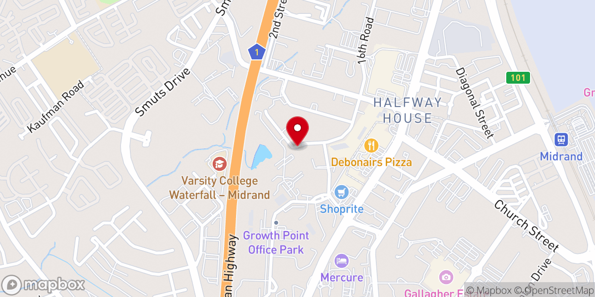 Map showing location of JHB NORTH UMC
