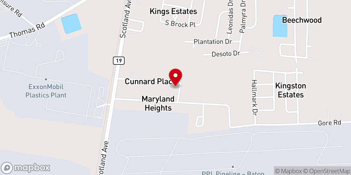 Map showing location of Carroll Baptist Church