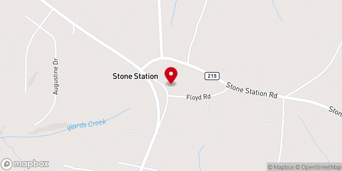 Map showing location of Stone Station Baptist Church