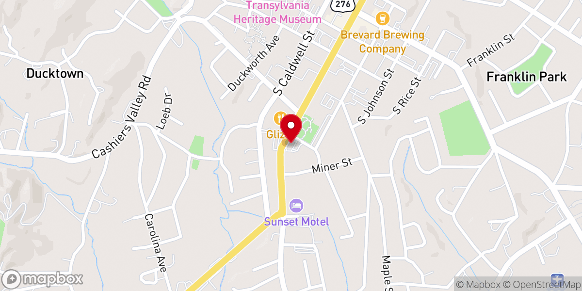 Map showing location of Unitarian Universalists of Transylvania County