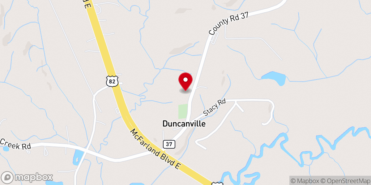 Map showing location of Duncanville Methodist Church