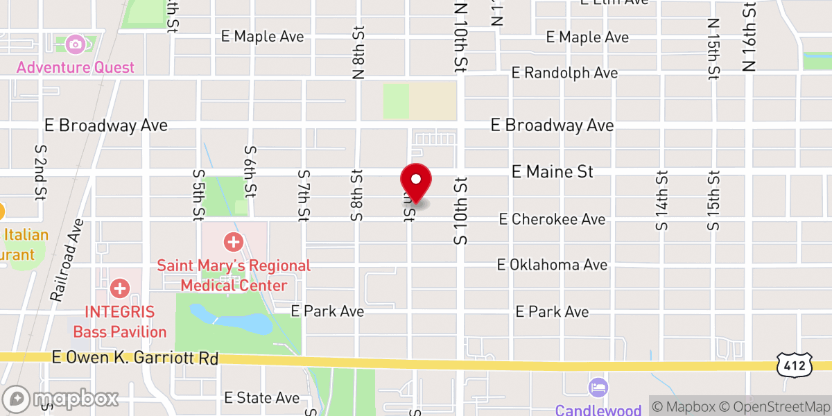 Map showing location of United Church Enid