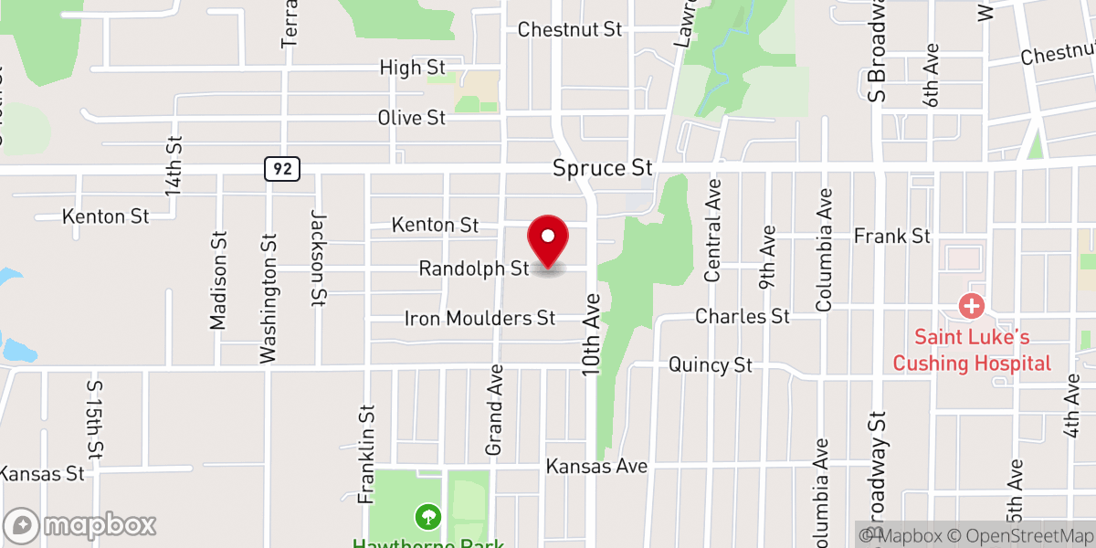 Map showing location of Rock of Ages Chapel EFC