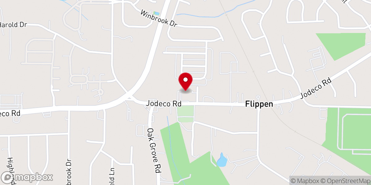 Map showing location of Flippen Methodist Church