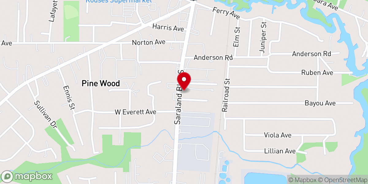 Map showing location of Refuge Church of Saraland