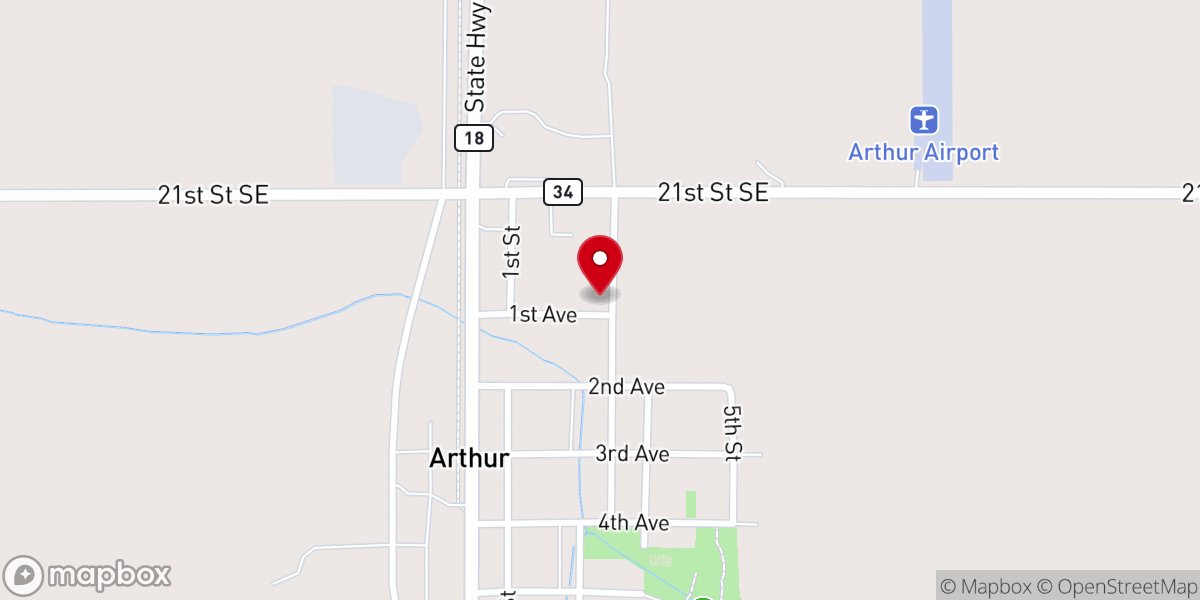 Map showing location of St. John Lutheran Church - Arthur ND