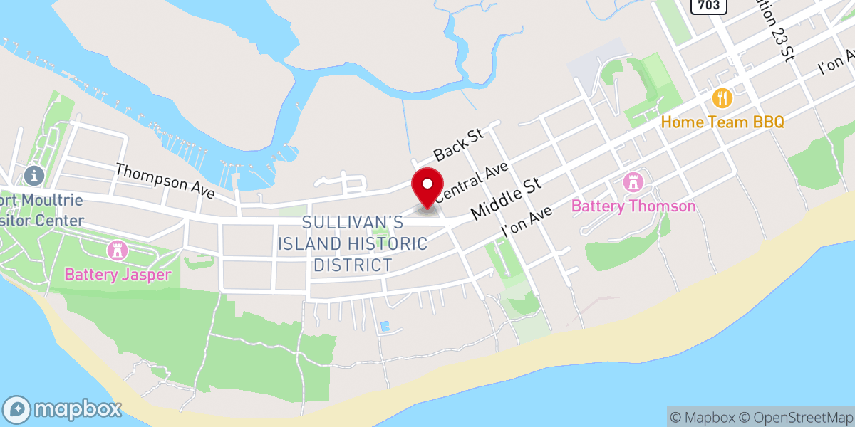 Map showing location of Sullivans Island Baptist Church