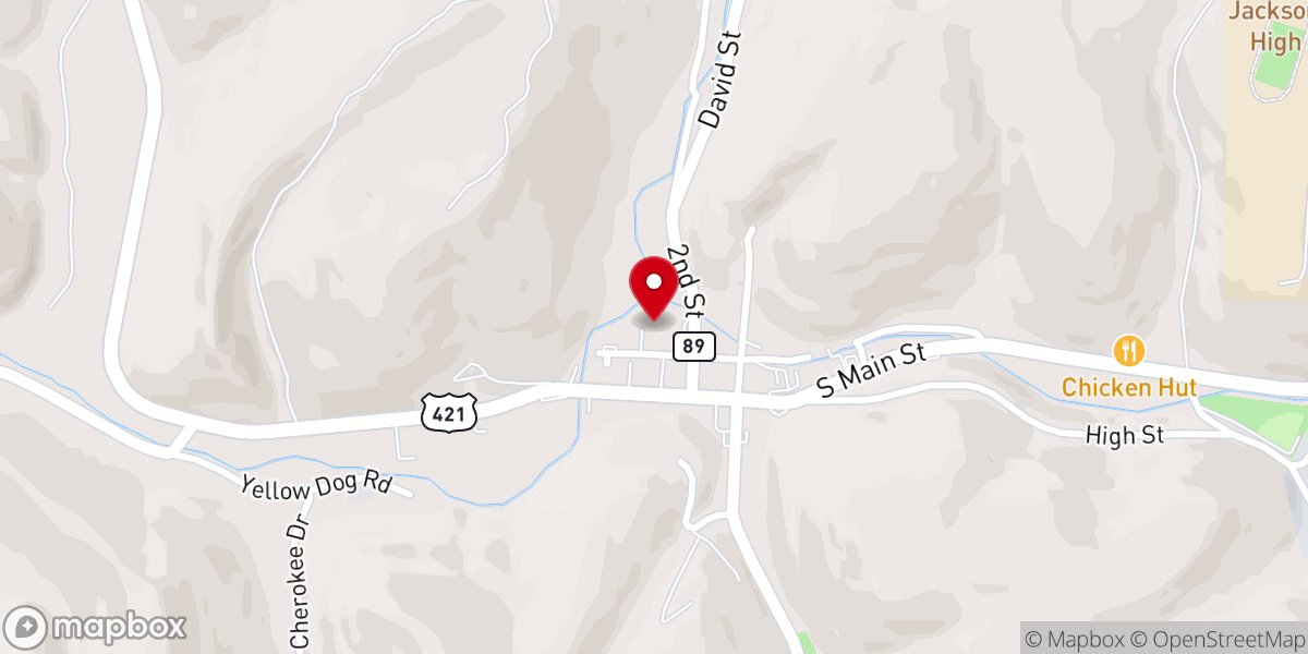 Map showing location of McKee Baptist Church