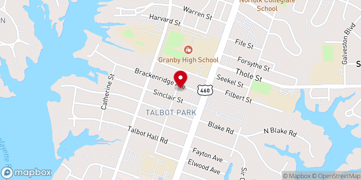 Map showing location of Leafwood Church of Norfolk Va