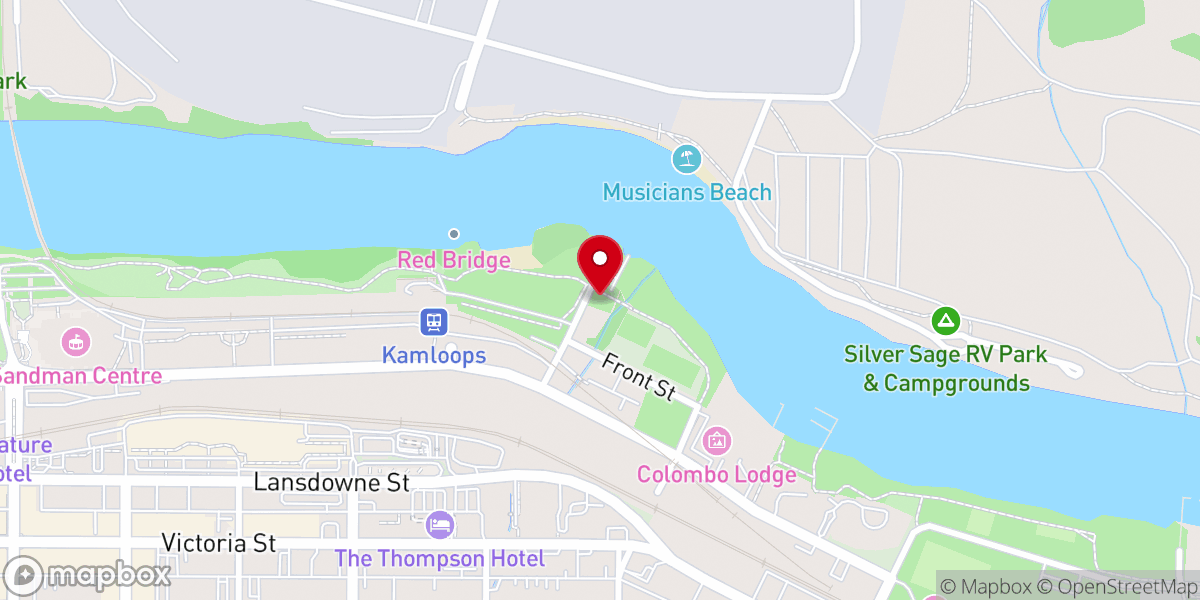 Map showing location of Kamloops Dragon Boat Club