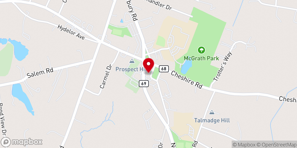 Map showing location of Prospect Congregational Church