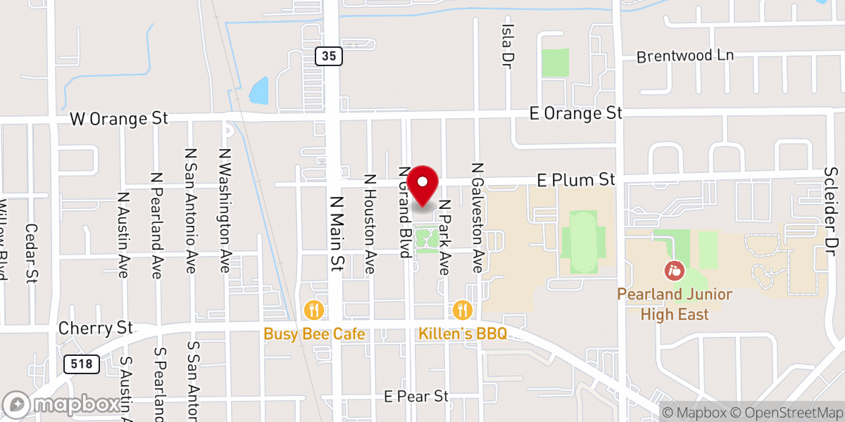 Map showing location of Pearland Church of Christ