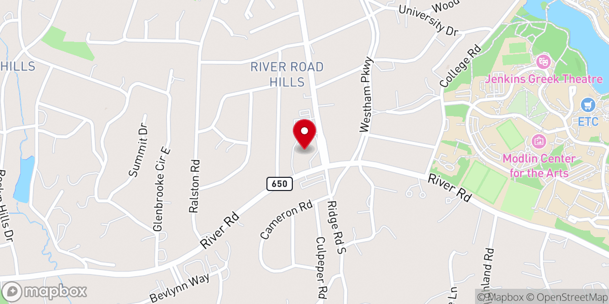 Map showing location of River Road Church, Baptist