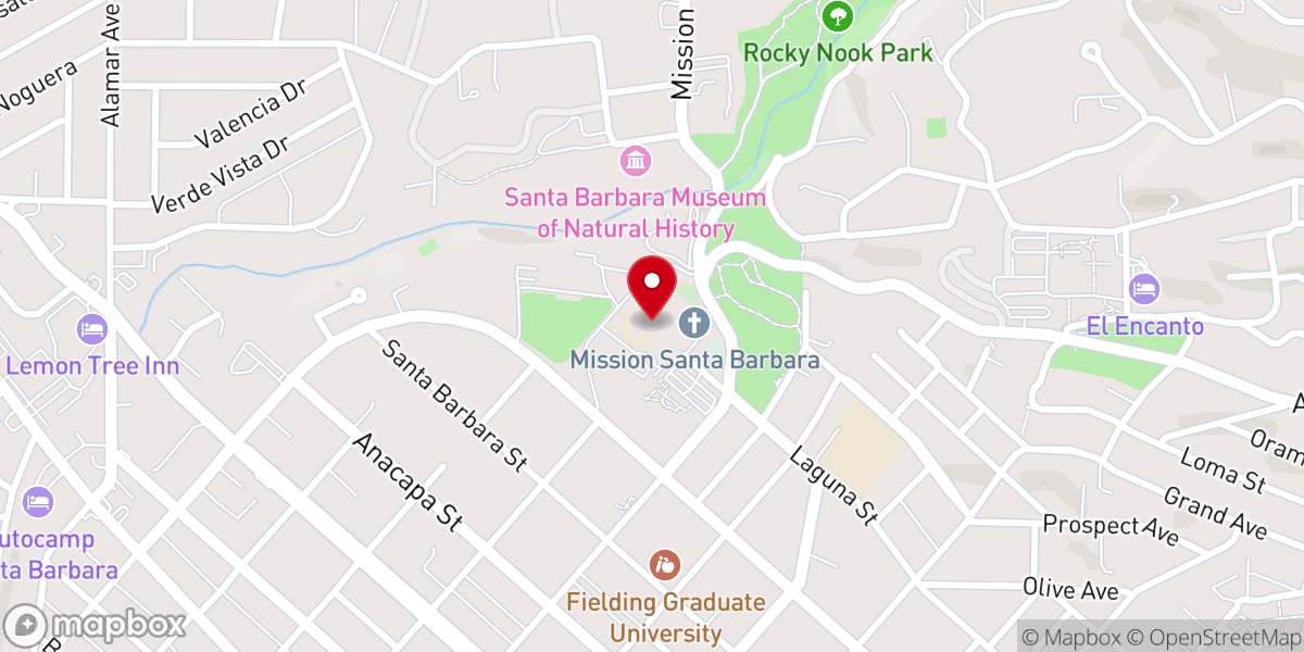 Map showing location of Old Mission Santa Barbara