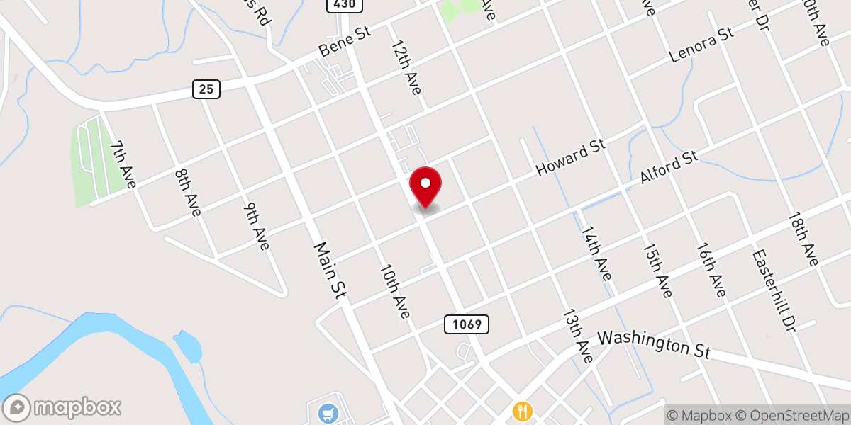Map showing location of Franklinton Area Economic Development Foundation.