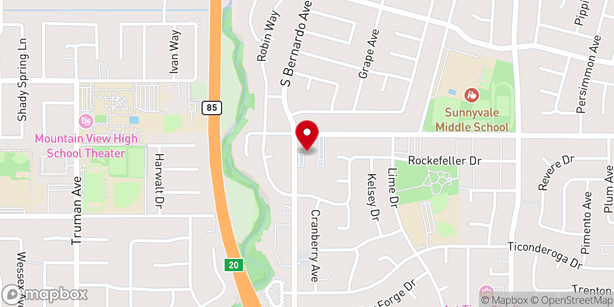 Map showing location of Congregational Church of Sunnyvale - UCC