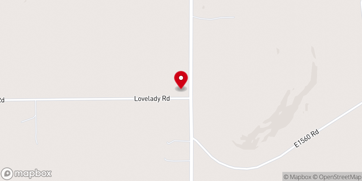 Map showing location of Lovelady Church