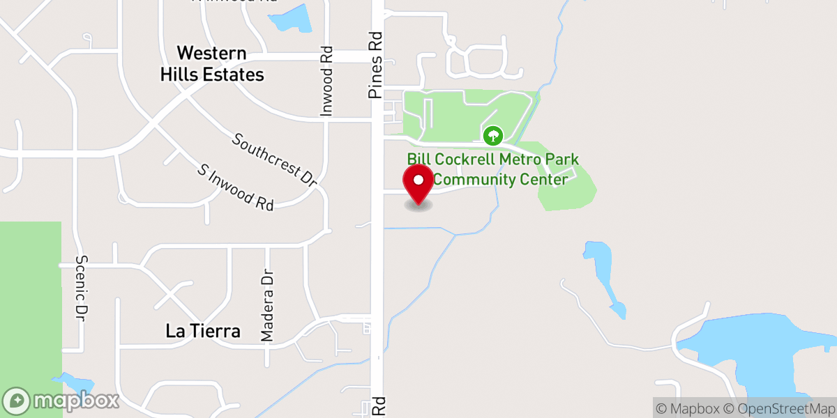 Map showing location of Western Hills Baptist Church