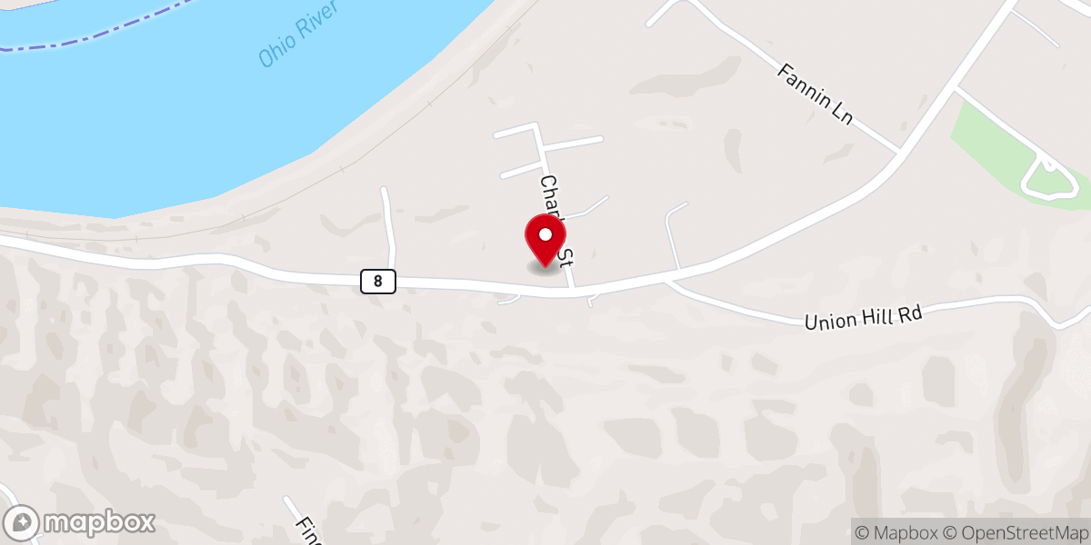 Map showing location of Vanceburg Holiness Church
