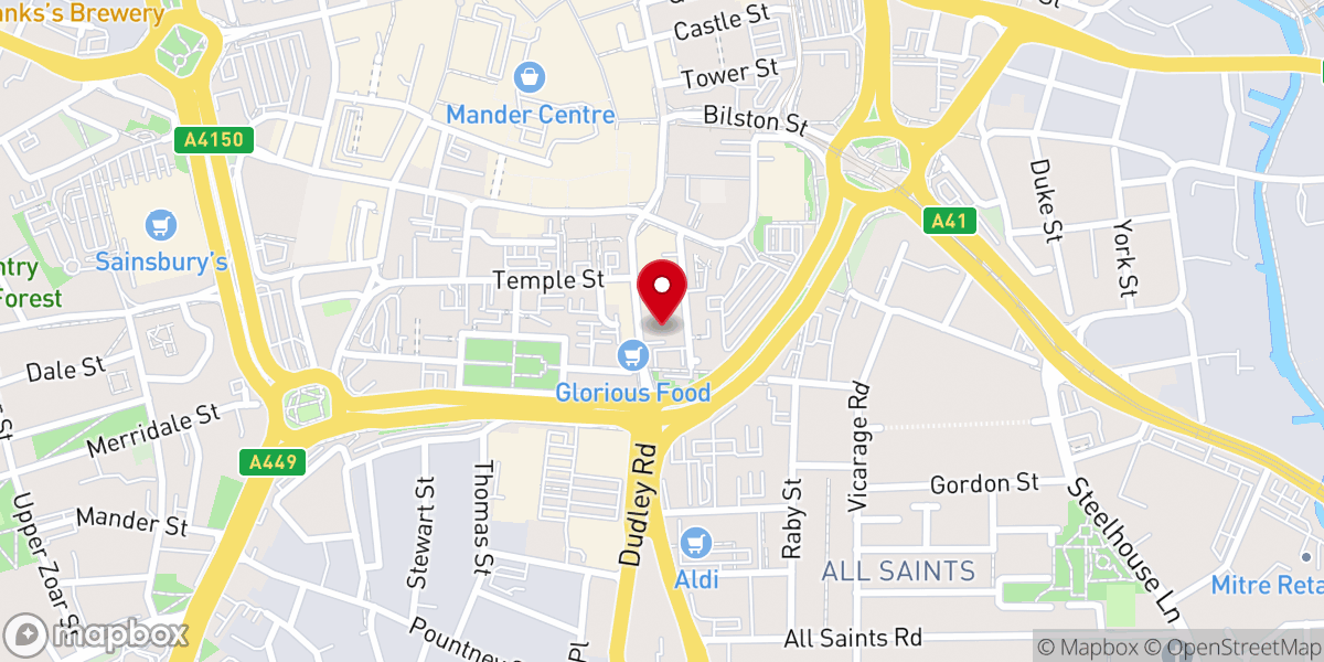 Map showing location of St Mary and St John's Church