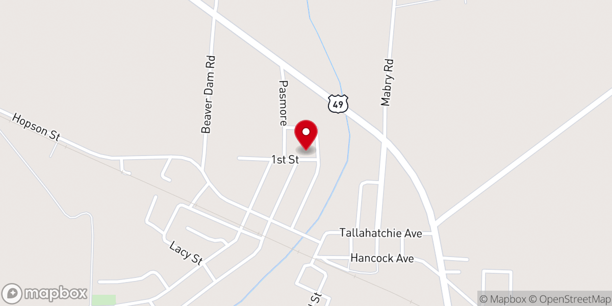 Map showing location of Tutwiler Baptist Church