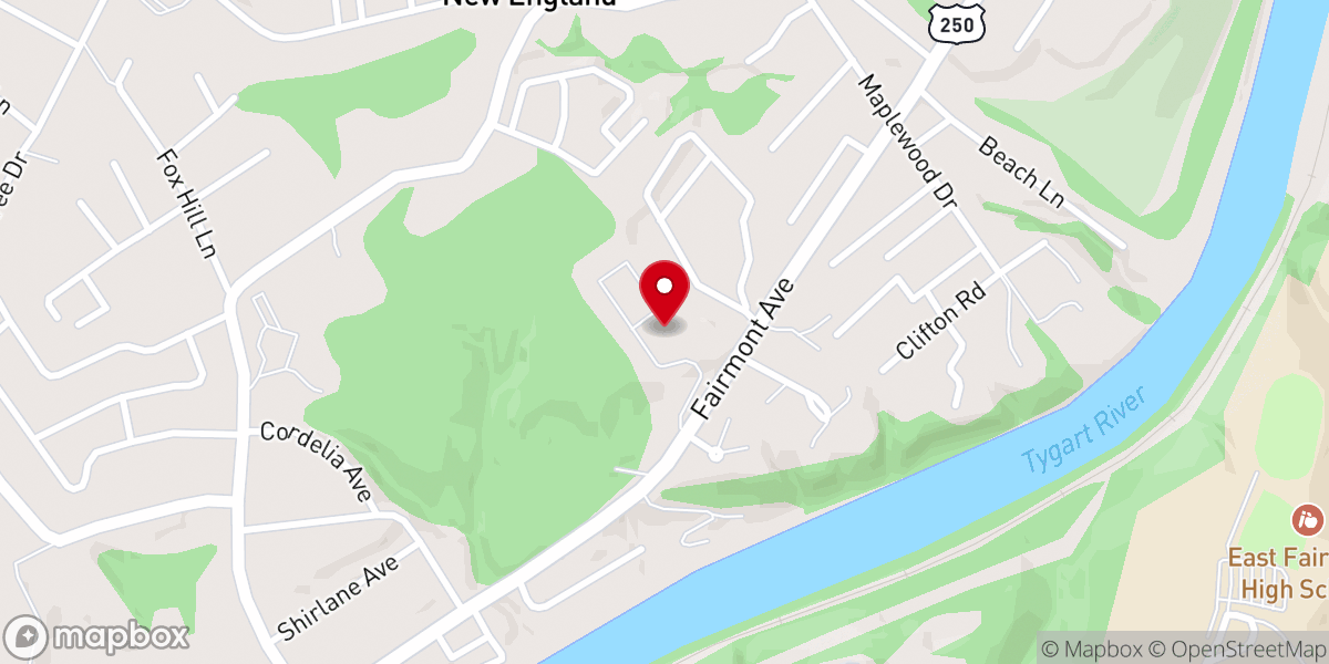 Map showing location of Dents Run Church