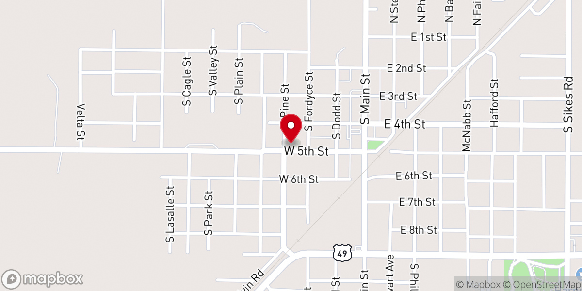 Map showing location of 5th & Pine Church of Christ
