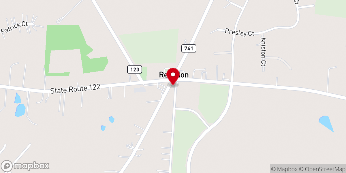 Map showing location of Red Lion Church