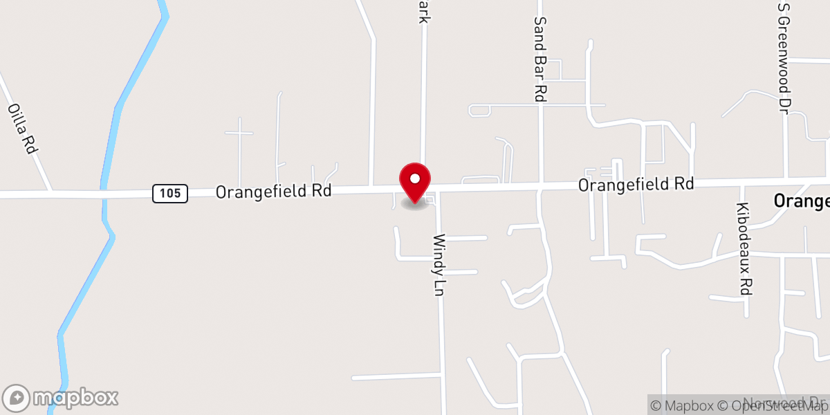 Map showing location of Orangefield United Pentecostal Church