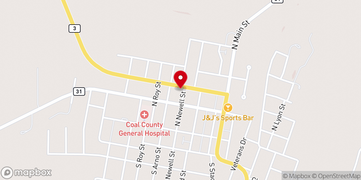 Map showing location of Coalgate Presbyterian Church
