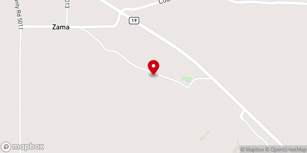 Map showing location of Zama Baptist Church