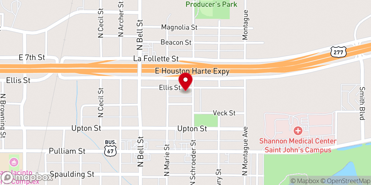 Map showing location of Miracle Temple Cogic