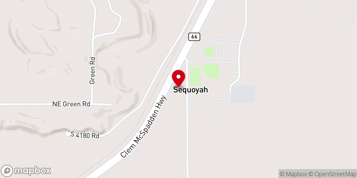 Map showing location of Sequoyah Baptist Church