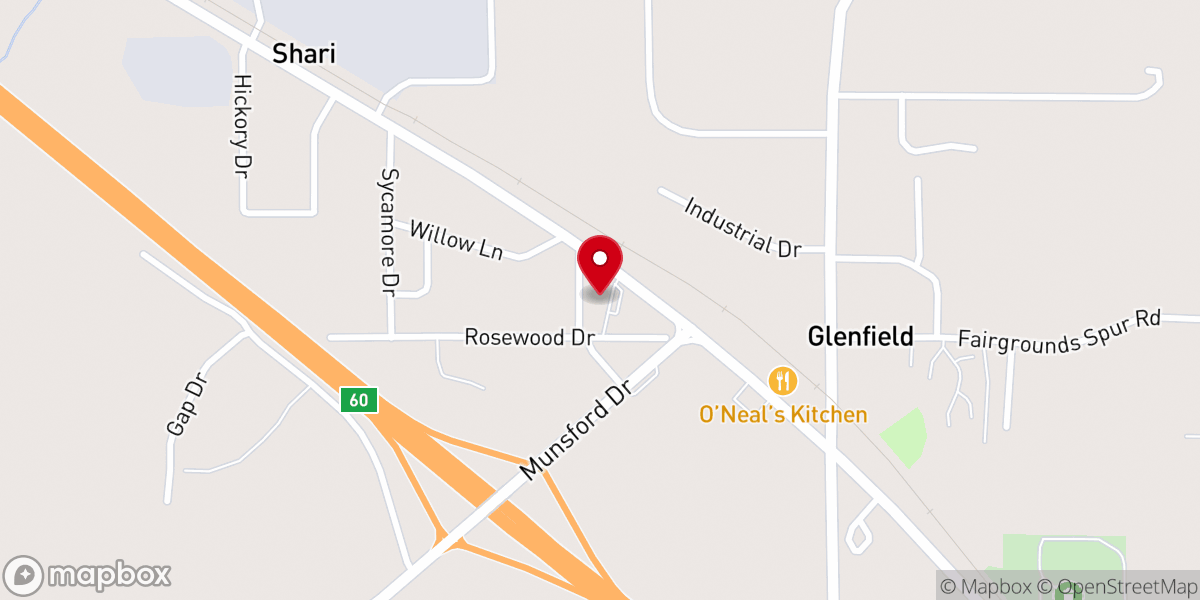 Map showing location of Glenfield Baptist Church