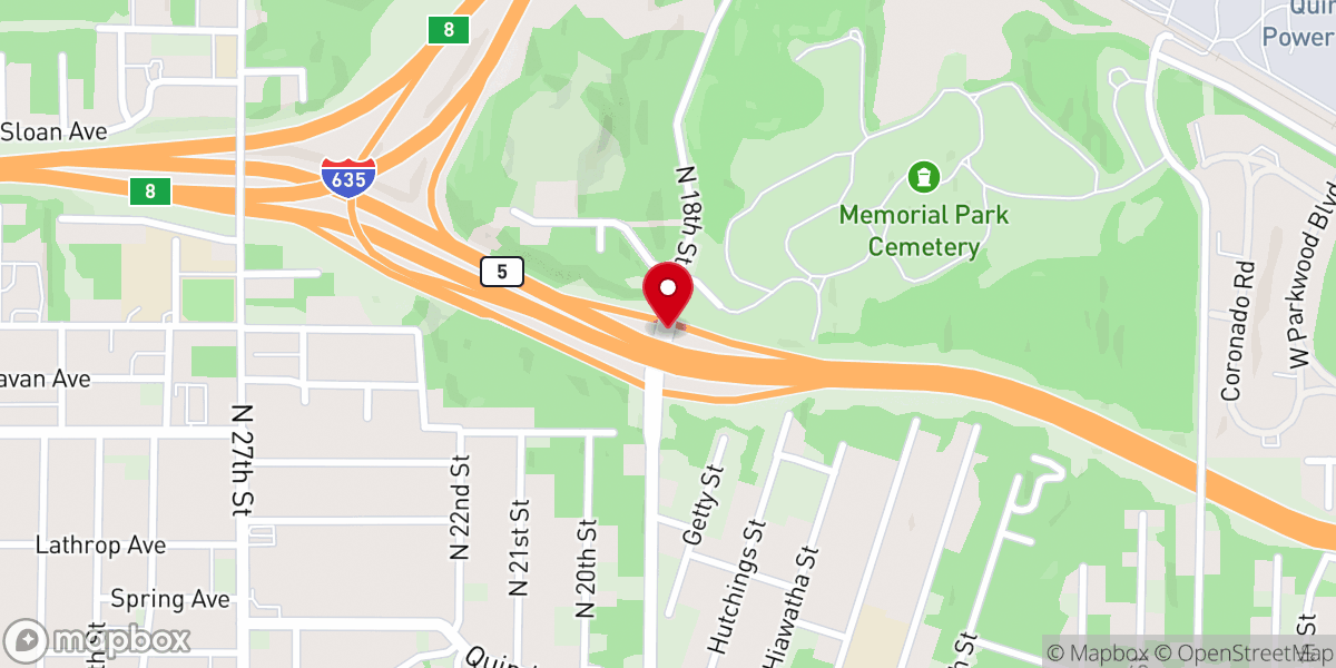 Map showing location of Memorial Sunset Gardens