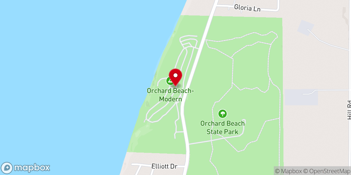 Map showing location of Orchard Beach State Park