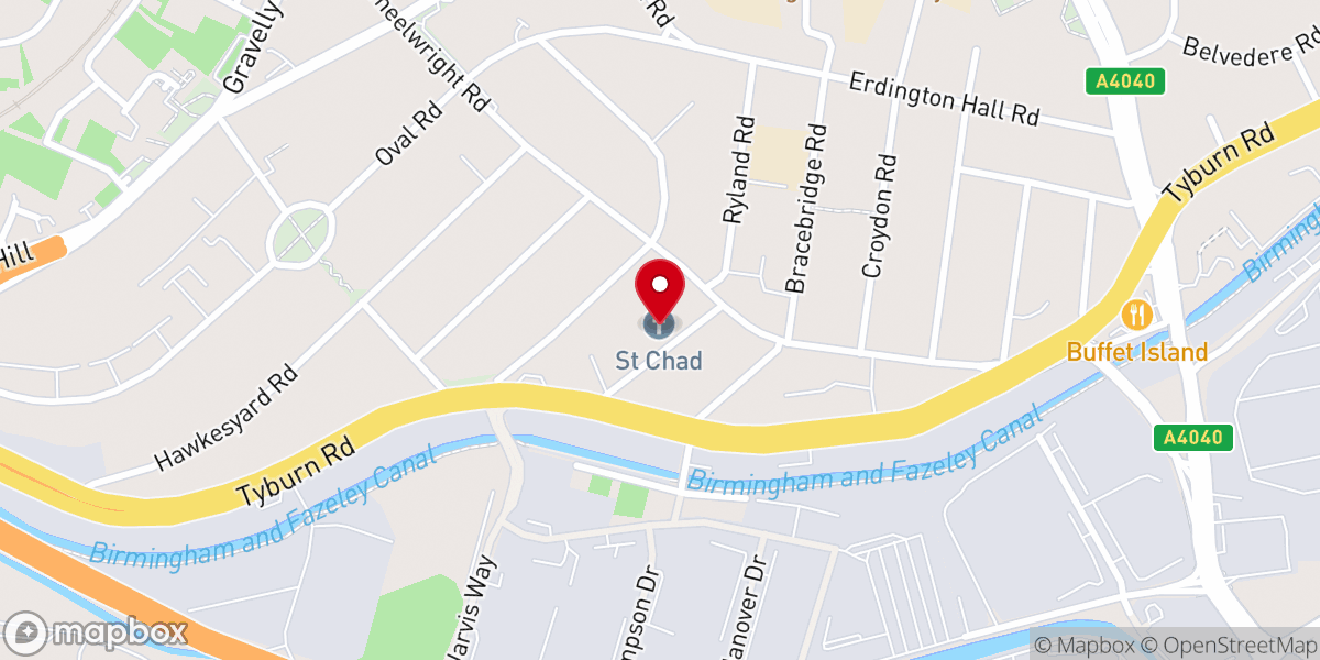 Map showing location of St Chad's Church Centre