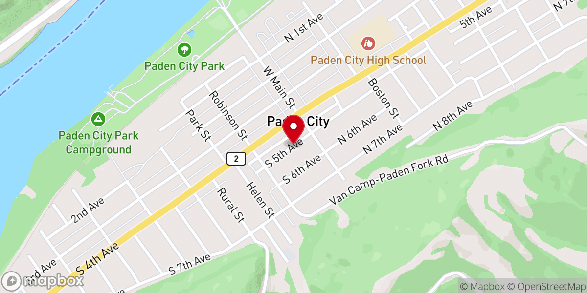 Map showing location of Paden City Church of the Nazarene