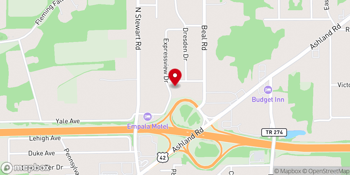 Map showing location of Mansfield Open Bible Church