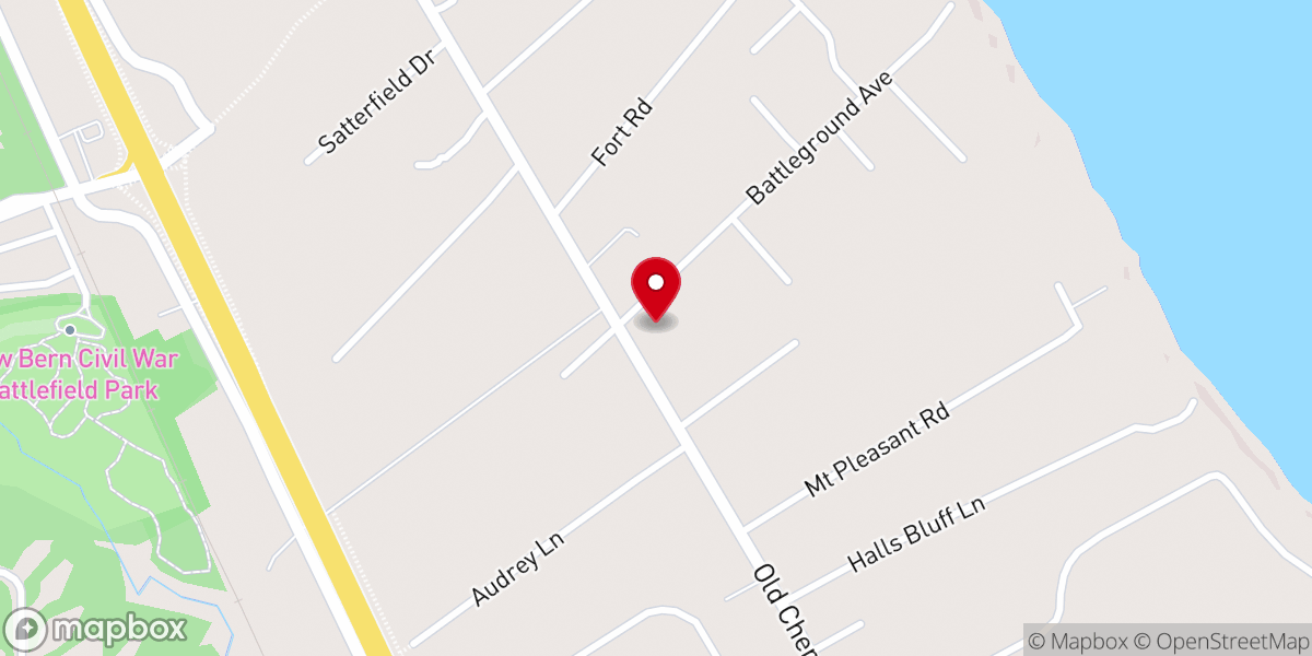 Map showing location of Neuse River Baptist Church