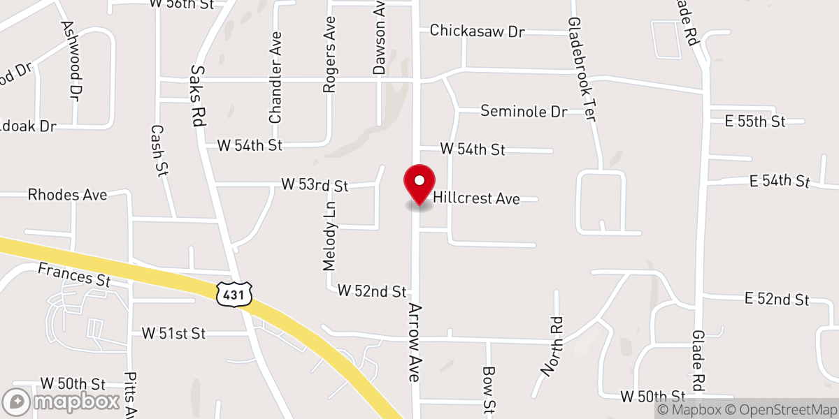 Map showing location of Anniston, AL 36206