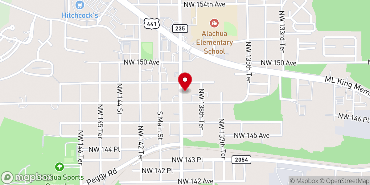 Map showing location of Alachua Methodist Church