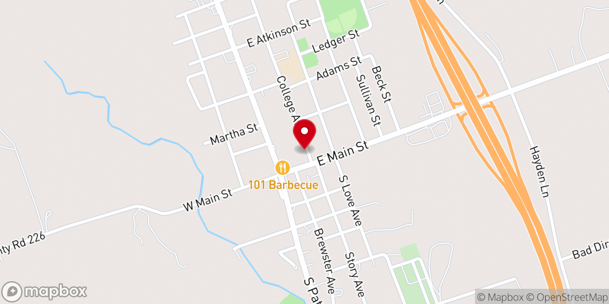 Map showing location of Young Memorial Chapel