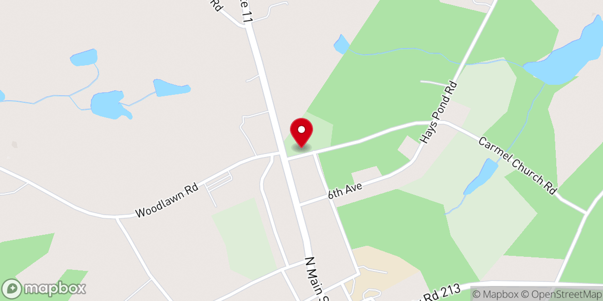 Map showing location of Carmel Baptist Church