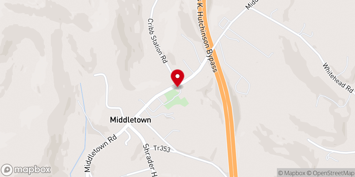 Map showing location of Middletown Fellowship Church
