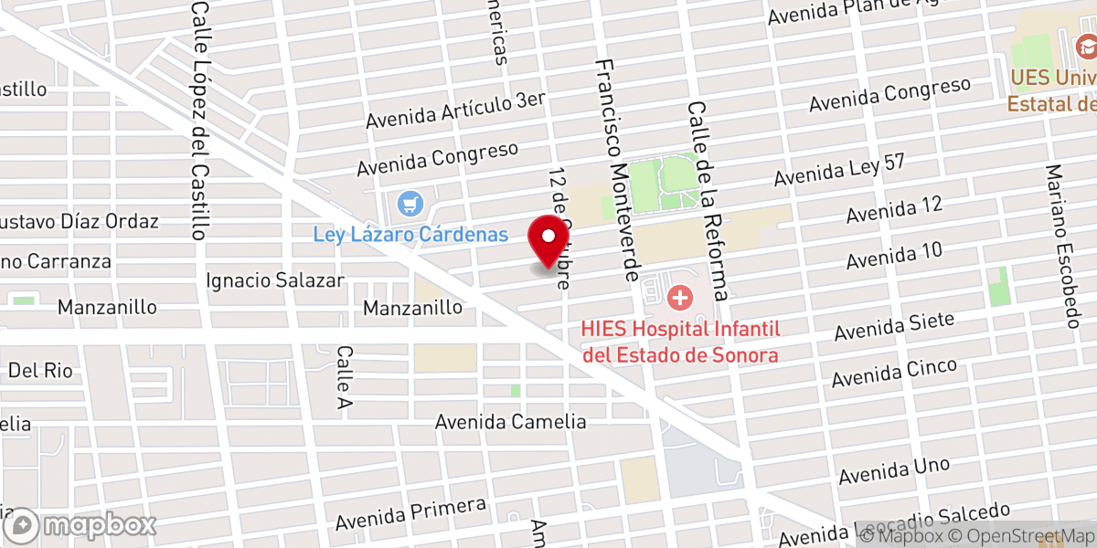 Map showing location of Parroquia San Pío X