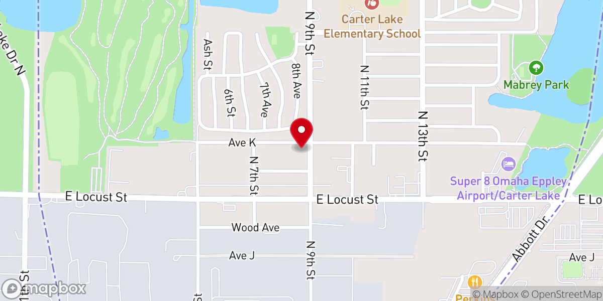 Map showing location of Carter Lake Community Church